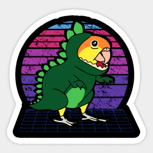 Vaporwave white bellied Caique Dinosaur Sticker